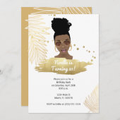 Invitation Femme noire avec les nuances, Gold Tropical 21e an (Devant / Derrière)