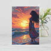 Invitation Femme noire sur la plage (Debout devant)