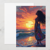 Invitation Femme noire sur la plage (Devant / Derrière)