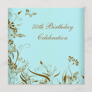 Invitation Femme Papillon Télélégant Or 50e Anniversaire