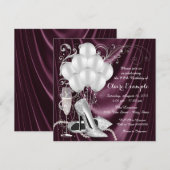 Invitation Femme Plum violet fête d'anniversaire Luxe (Devant / Derrière)