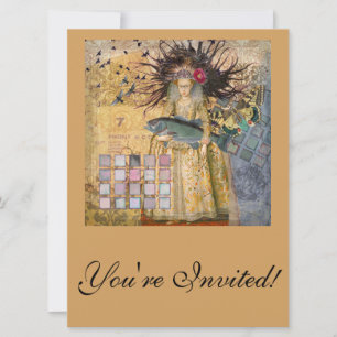 Invitation Femme Poissons Vintage Classique Gothique