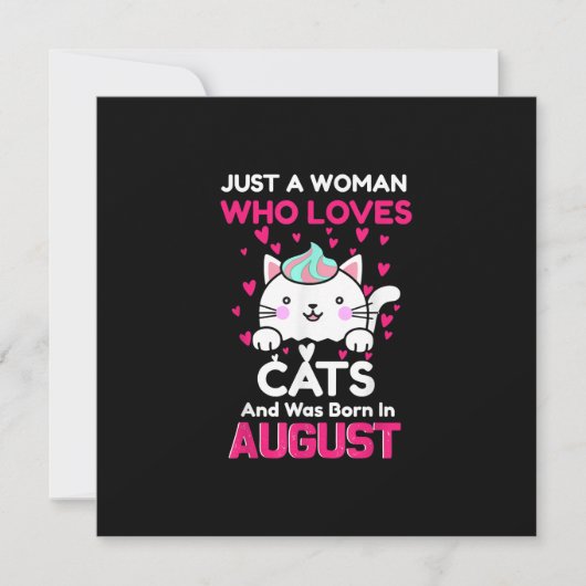 Invitation Femme qui aime les chats et est née en août (Devant)