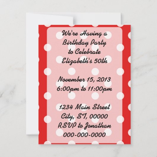 Invitation Femme rétro avec un signe Anniversaire (Dos)