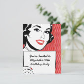 Invitation Femme rétro avec un signe Anniversaire (Debout devant)