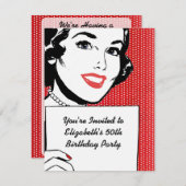 Invitation Femme rétro avec un signe Anniversaire (Devant / Derrière)