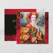 Invitation FEMME ROMANTIQUE À LA PÂTE DE PAIX ÉCLAIRANTE, Rou (Devant / Derrière)