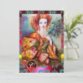 Invitation FEMME ROMANTIQUE AVEC PÂTE DE PÂTE ÉCLAIRANTE, Rou (Debout devant)