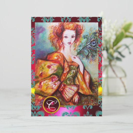 Invitation FEMME ROMANTIQUE AVEC PÂTE DE PÂTE ÉCLAIRANTE, Rou (Debout devant)