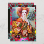 Invitation FEMME ROMANTIQUE AVEC PÂTE DE PÂTE ÉCLAIRANTE, Rou (Devant / Derrière)