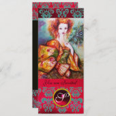 Invitation FEMME ROMANTIQUE AVEC PÂTE DE PÂTE ÉCLAIRANTE, Rou (Devant / Derrière)