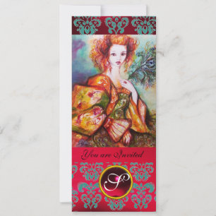 Invitation FEMME ROMANTIQUE AVEC PÂTE DE PÂTE ÉCLAIRANTE, Rou