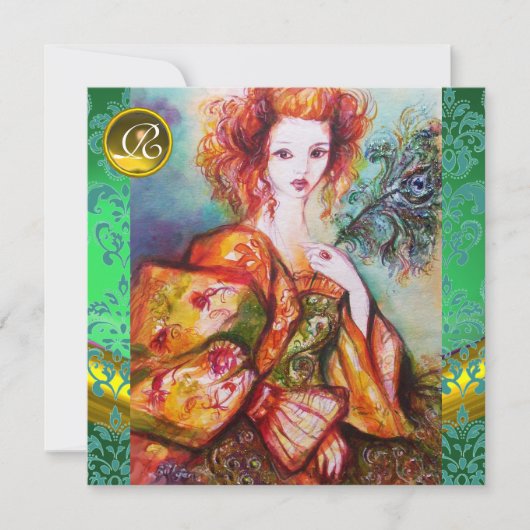 INVITATION FEMME ROMANTIQUE AVEC PÂTE DE PEACOCK ÉCLANTE (Devant)