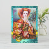 INVITATION FEMME ROMANTIQUE AVEC PÂTE DE PEACOCK ÉCLANTE (Debout devant)