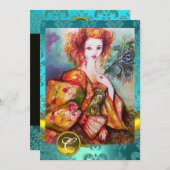 INVITATION FEMME ROMANTIQUE AVEC PÂTE DE PEACOCK ÉCLANTE (Devant / Derrière)