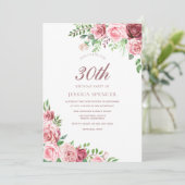 Invitation Femme rose bordeaux Blush 30e anniversaire Invitat (Debout devant)