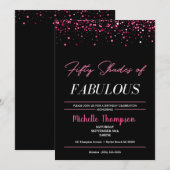 Invitation Femme rose et noir Cinquante et fabuleux anniversa (Devant / Derrière)