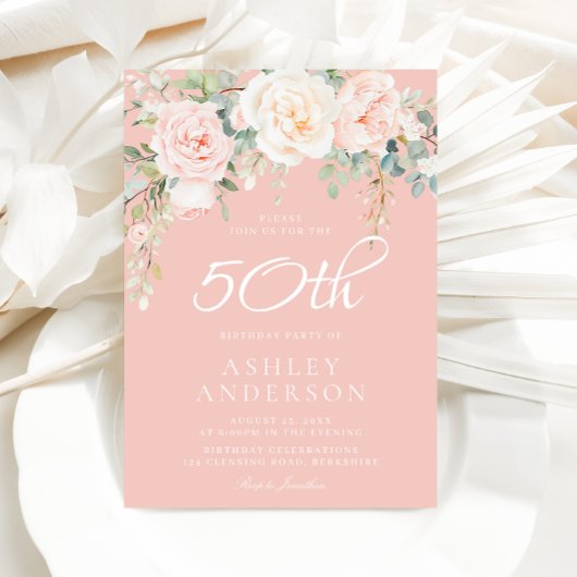 Invitation Femme rose pâle 50e anniversaire
