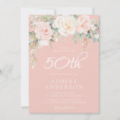 Invitation Femme rose pâle 50e anniversaire (Devant)