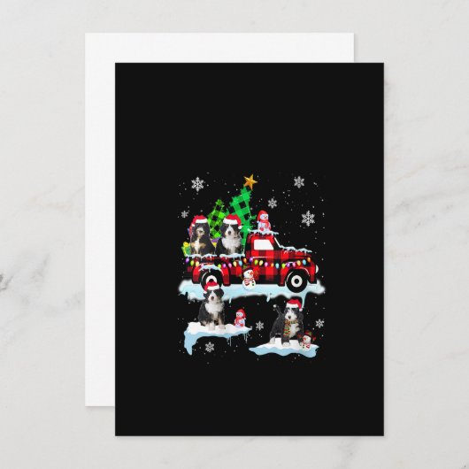 Invitation Femme Santa Bernedoodle sur camionnette à carreaux (Devant / Derrière)