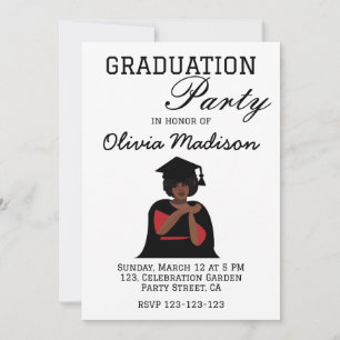 Invitation Femme souriante Black and White Graduation Party