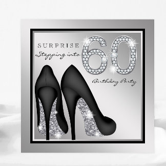 Invitation Femme surprise 60e anniversaire fête Argent