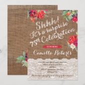 Invitation Femme surprise 75e anniversaire Invitations, Noël (Devant / Derrière)