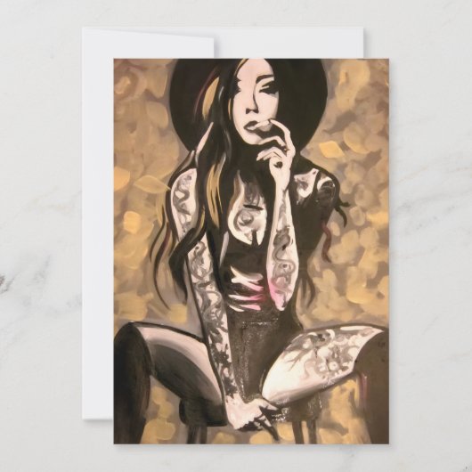 Invitation Femme Tatouée en Or (Devant)