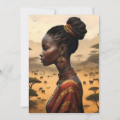 Invitation Femme Tribale Qui Regarde Son Paysage Africain, (Dos)