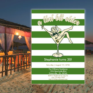 Invitation Femme Un Peu Plus Âgée Martini Rétro 30e Anniversa