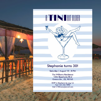 Invitation Femme Un Peu Plus Âgée Thème Martini 30e Anniversa