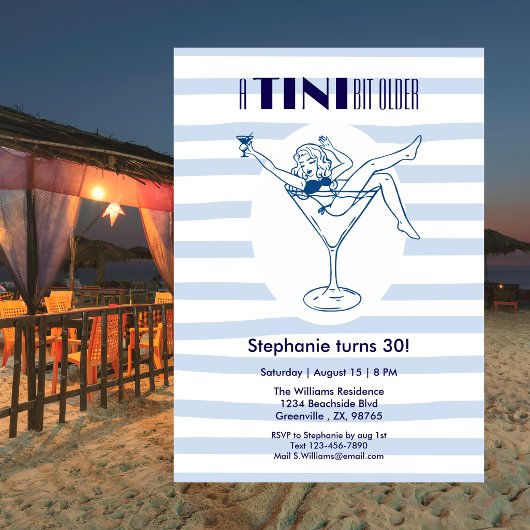 Invitation Femme Un Peu Plus Âgée Thème Martini 30e Anniversa