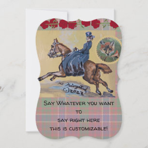 Invitation Femme vintage à la chasse à cheval galopant