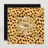 Invitation Femmes 40e anniversaire de fête effet Cheetah (Devant / Derrière)