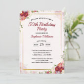 Invitation Femmes 50e anniversaire fête Elégant bouquet flora (Debout devant)