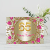 Invitation FEMMES 65ème anniversaire Fête Fuchsia Pink Gold (Debout devant)