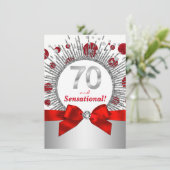Invitation Femmes 70e anniversaire fête Rouge et argent (Debout devant)