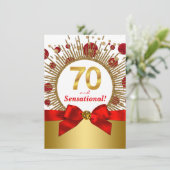 Invitation FEMMES 70e anniversaire fête Rouge et or (Debout devant)