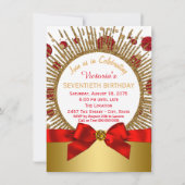 Invitation FEMMES 70e anniversaire fête Rouge et or (Dos)