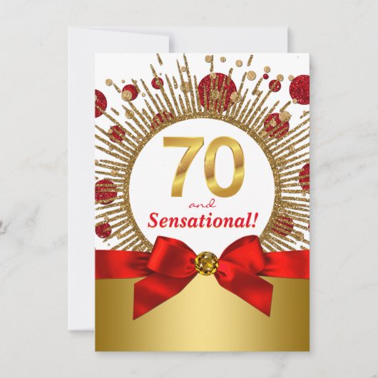 Invitation FEMMES 70e anniversaire fête Rouge et or (Devant)