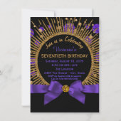 Invitation Femmes 70e anniversaire fête violet et or (Dos)