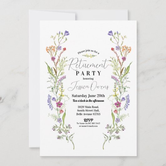 Invitation Femmes à la retraite Fleurs sauvages Floral Ditsy (Devant)