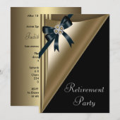Invitation FEMMES Élégante Black Gold Diamond Parti de retrai (Devant / Derrière)