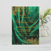 Invitation Femmes Emerald Green Gold fête d'anniversaire (Debout devant)