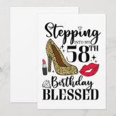 Invitation Femmes entrant dans mon 58e anniversaire bénies, F (Devant / Derrière)