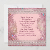 Invitation FEMMES Étincelles Rose Photo 81e fête d'anniversai (Dos)