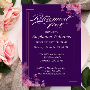 Invitation Femmes Floral Moderne Élégant Parti de retraite