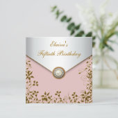 Invitation FEMMES Gold rose femmes 50e fête d'anniversaire (Debout devant)