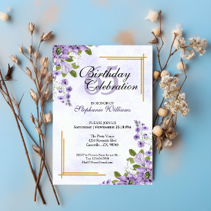 Invitation Femmes n'importe quel âge Anniversaire Floral Clas