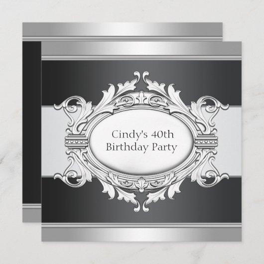 Invitation FEMMES Noir 40e anniversaire (Devant / Derrière)